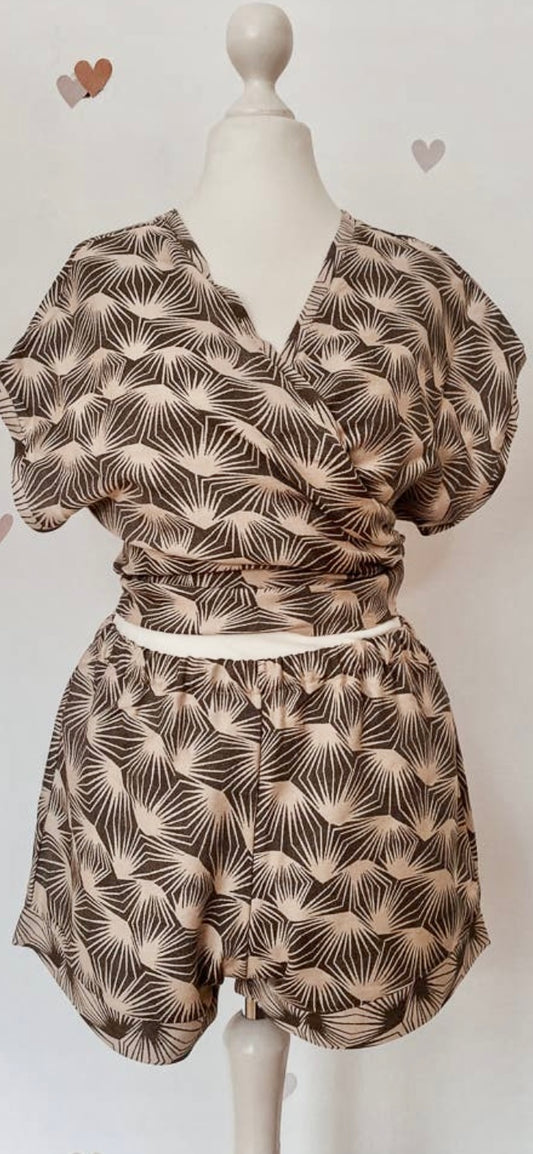 Wrap Top Geometrical Olive
