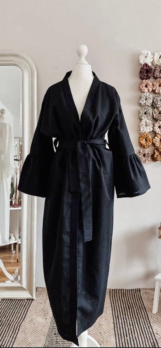 Black linen Robe